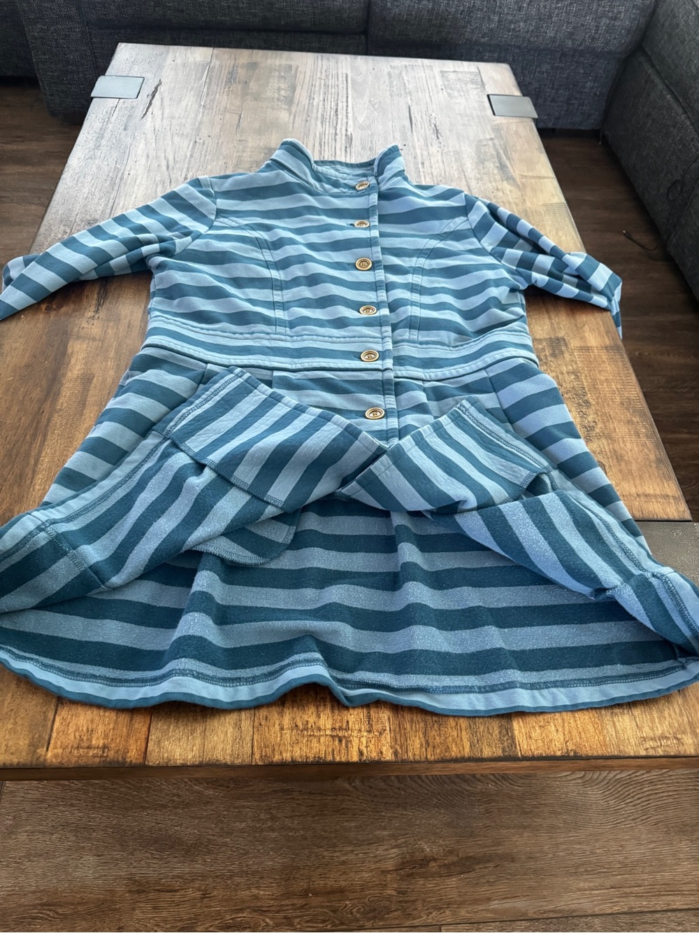 Matilda Jane Jacket Womens M Blue Striped Button Front Long Cardigan Coat - Picture 12 of 13